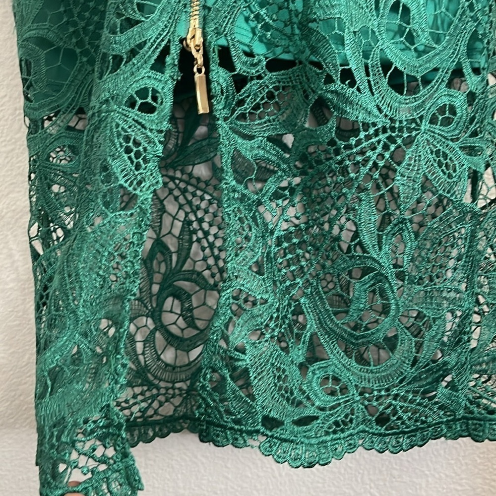 Bebe Ladies Dressy Sleeveless Mid-Calf Lace Dress Green Size 4 - Picture 11 of 13